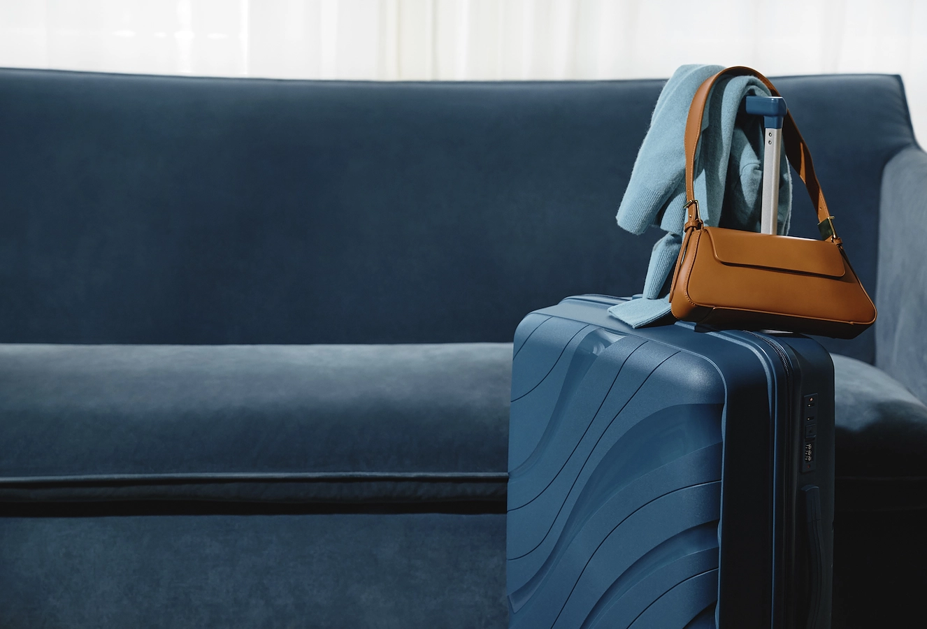 Suitcase and sofa